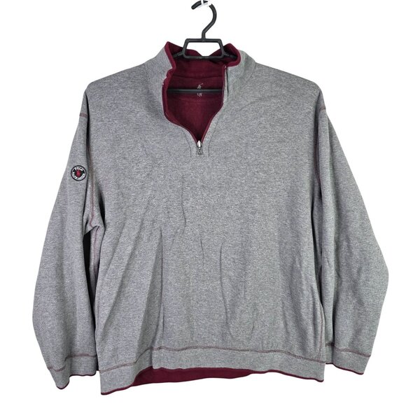 Mens Polo Ralph Lauren Reversible Gray & Burgundy 1/4 Zip Pullover Sweatshirt M - Picture 1 of 9